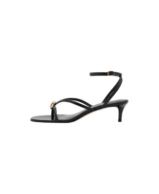 Women's Spark Metallic Bead Ankle Strap Kitten Heel Sandals