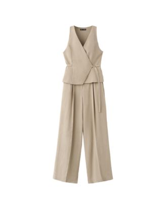 Women's Crossover V-Neck Wide-Leg Sleeveless Jumpsuit