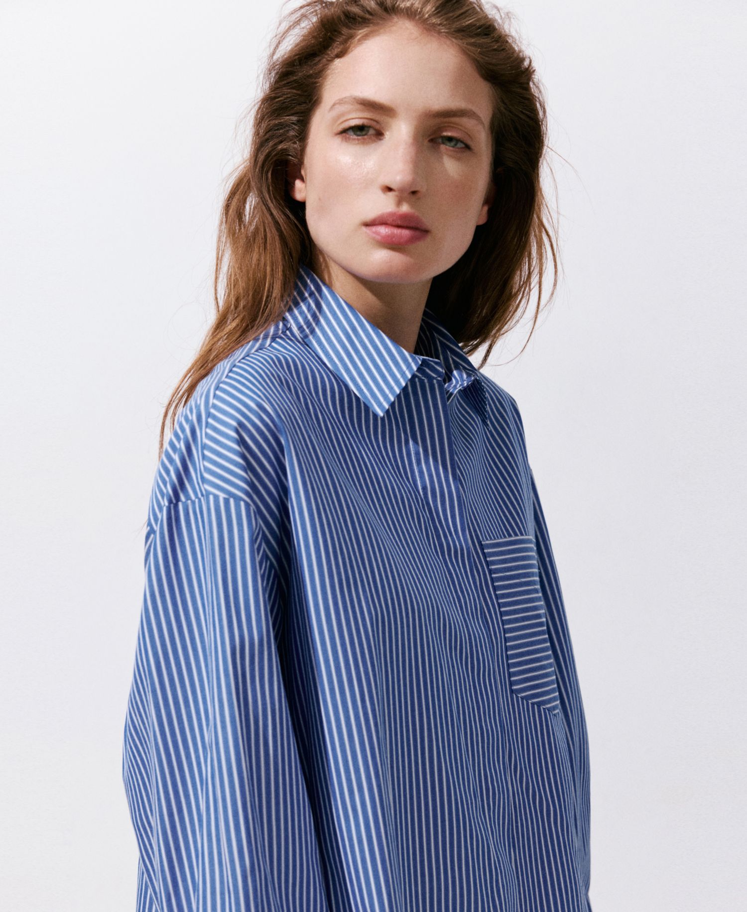Women's Pocket Striped Crop Shirt