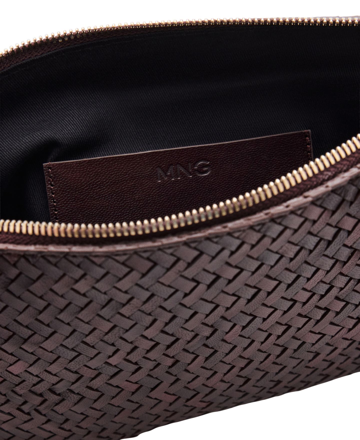 Женская сумка MANGO Braided Leather Pouch, цвет: Шоколадный — фото 2