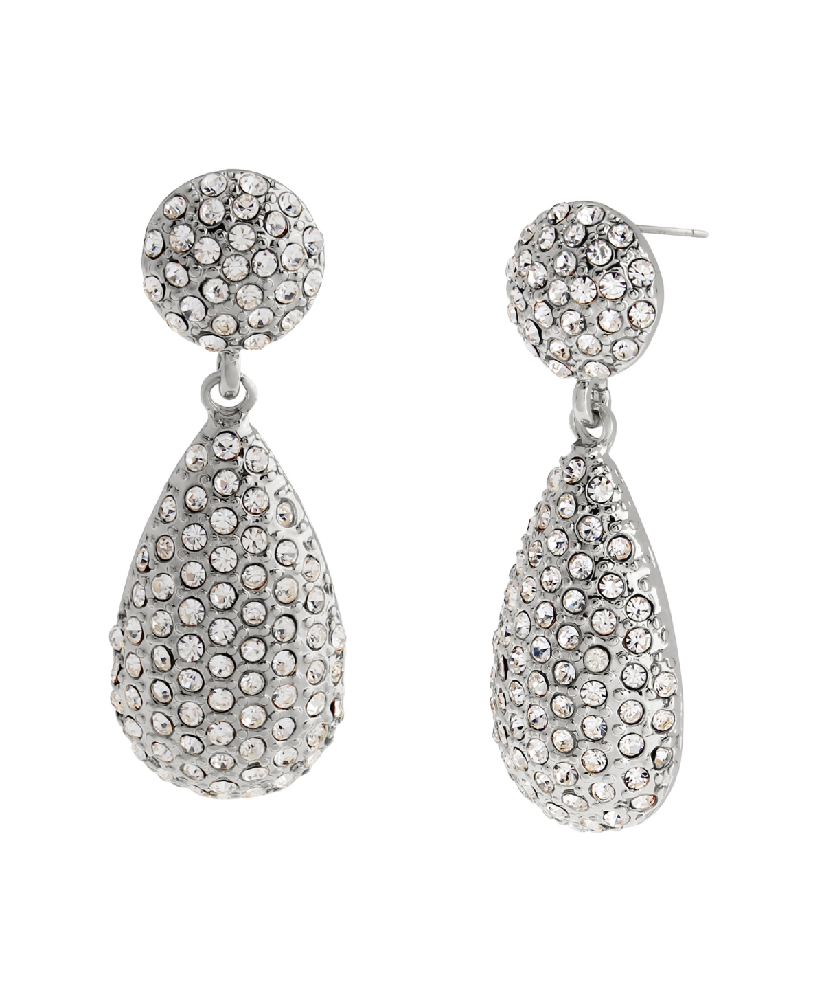 Steve Madden Glass Crystal Boho Pave Double Drop Dangle Earrings - Crystal