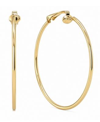 Silver Plated Large Clip-On Hoop Earrings, 2.16"