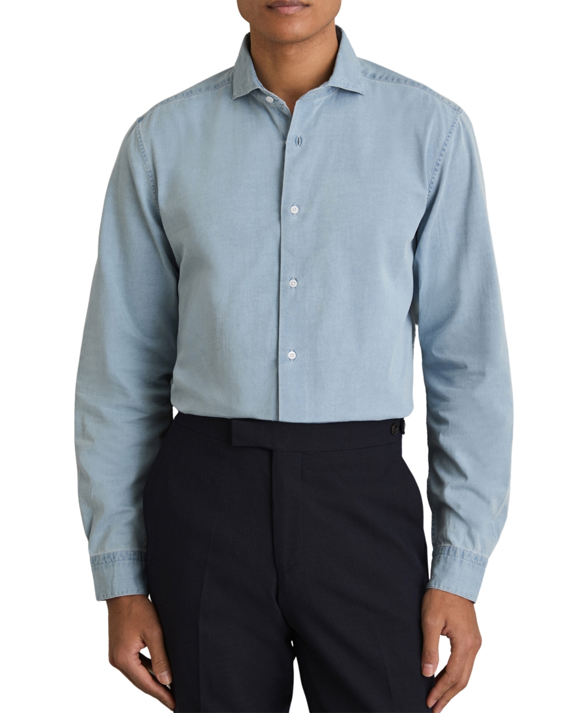 Reiss Men's Draper Cutaway Collar Regular-Fit Chambray Shirt