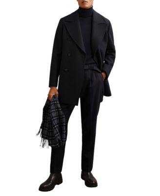 Men's Present Double-Breasted Wool-Blend Regular-Fit Pea Coat