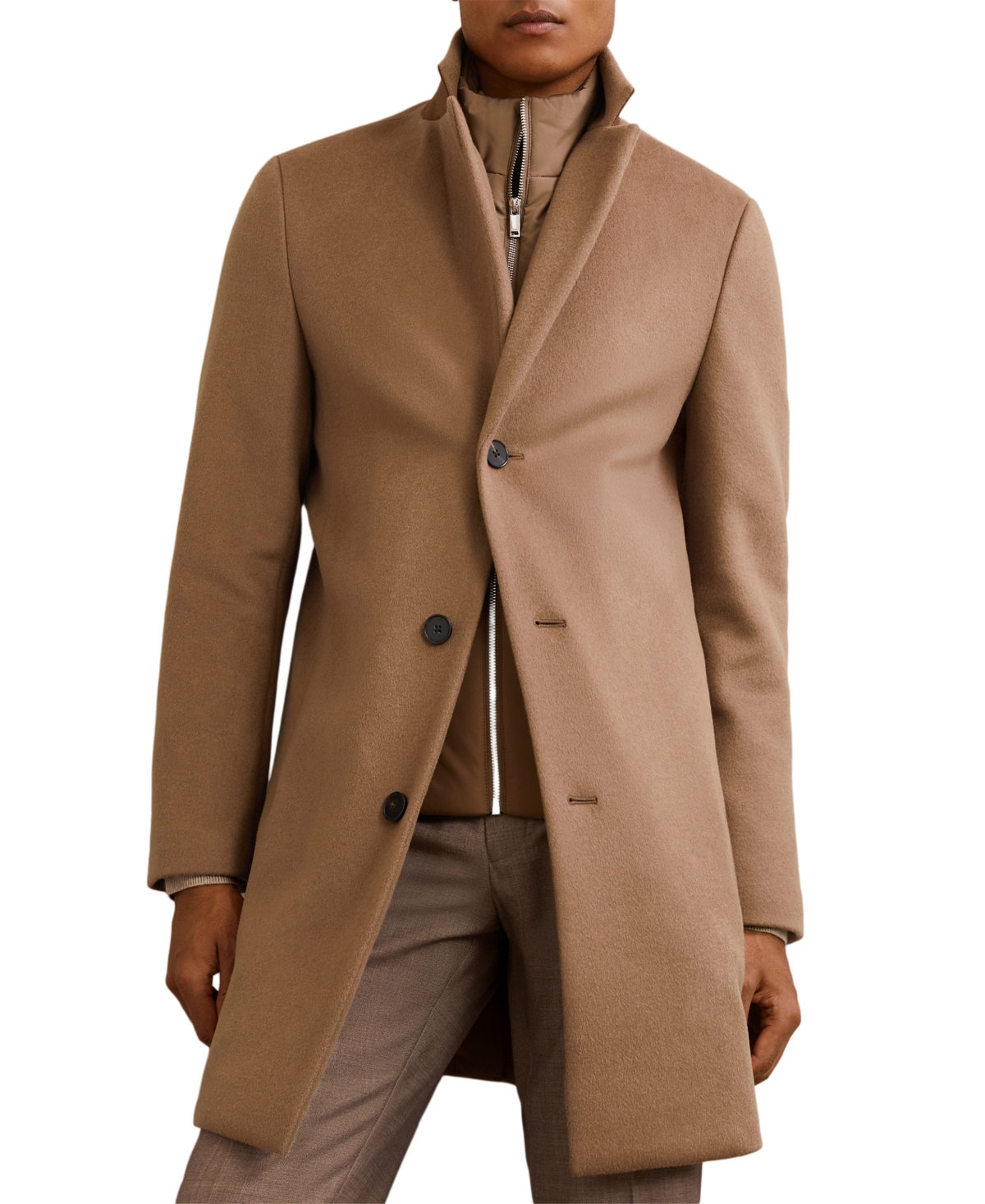 Reiss Men's Gable Wool-Blend Removable Padded Gilet Overcoat
