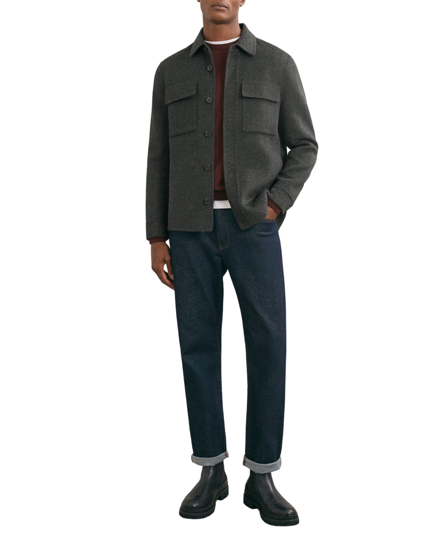 Men's Net Wool-Blend Regular-Fit Shirt Jacket