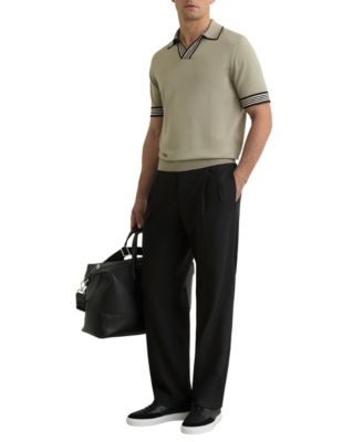 Men's Poole Compact-Knit Stripe-Tipped Regular Fit Polo Shirt