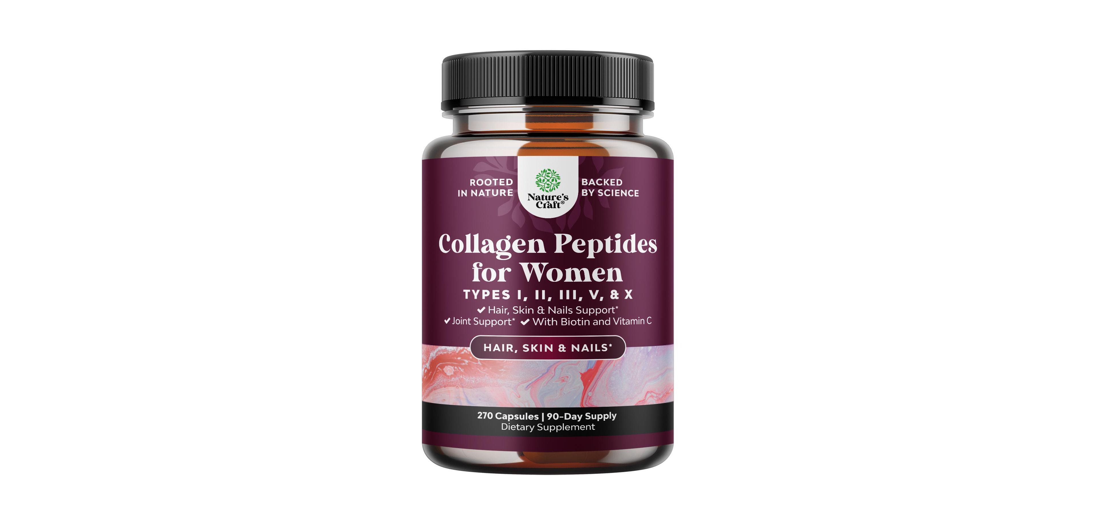 Nature's Craft Multi Collagen Complex with Biotin | Collagen Peptides | 270 Count