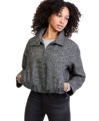 Women's Herringbone Bubble-Hem Bomber Jacket