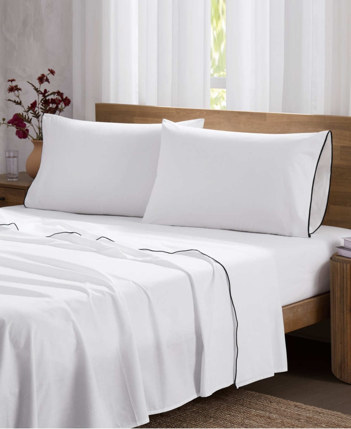 Brooklyn Loom Merrowed Edge 200-Thread Count Cotton 4-Piece Sheet Set