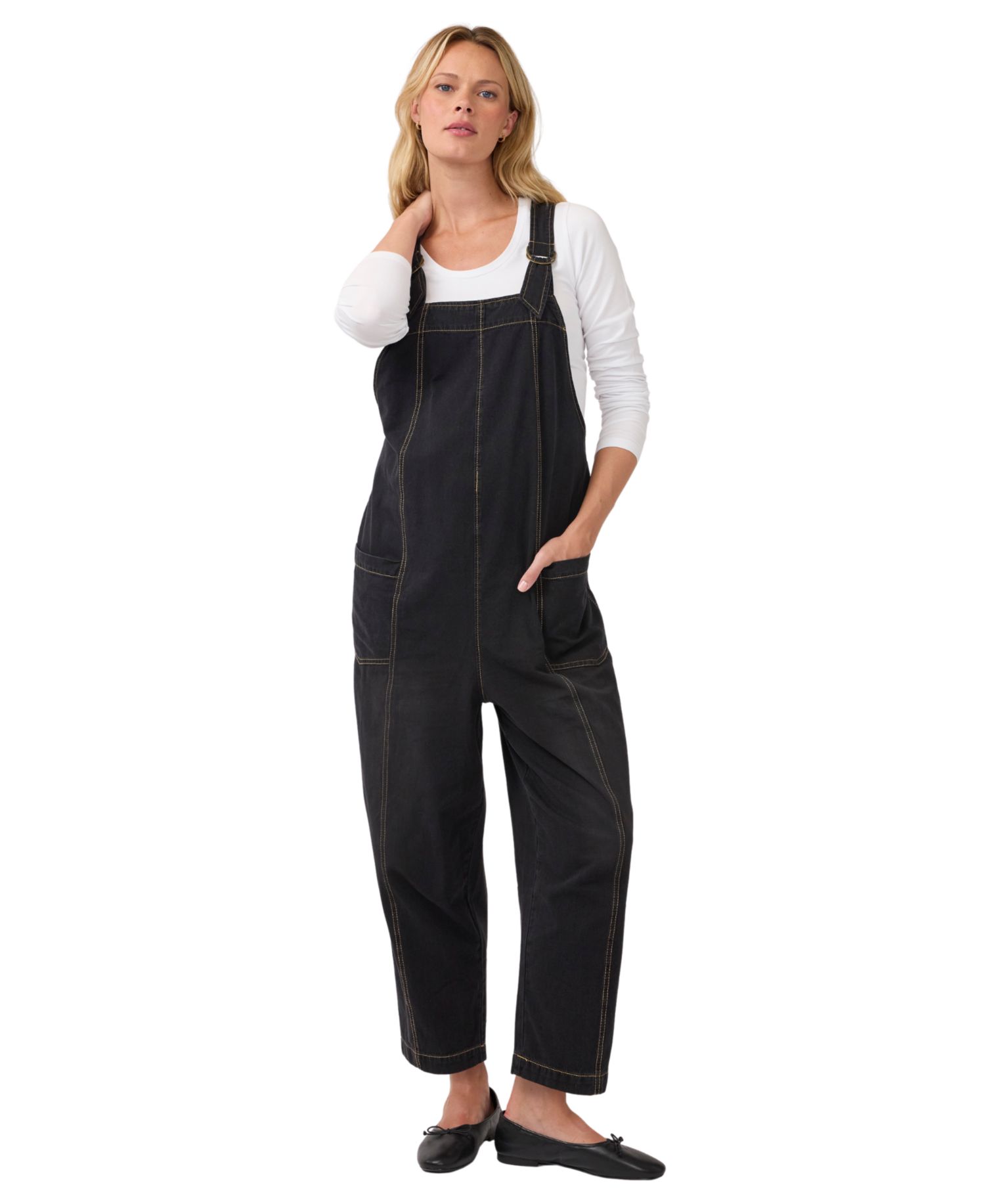 Maternity Ankle Tapered Leg Denim Overall