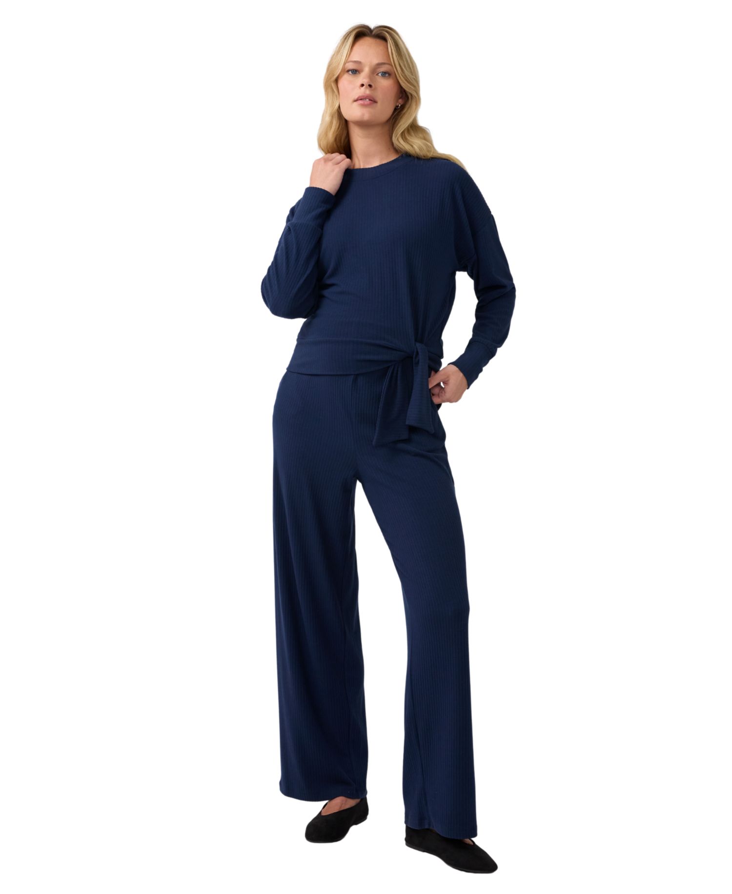 Maternity High-Rise Wide-Leg Pull-On Pants