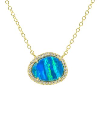 Kokoto  Necklace with Lab Grown Opal in 14k Gold Plated Sterling Silver