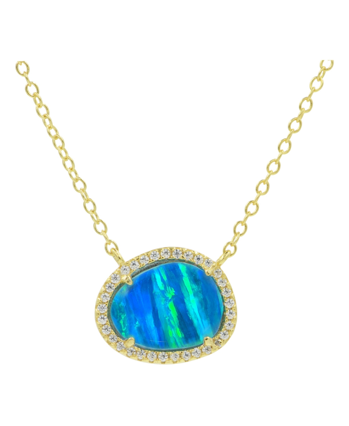 Kokoto Necklace with Lab Grown Opal in 14k Gold Plated Sterling Silver - Blue green opal