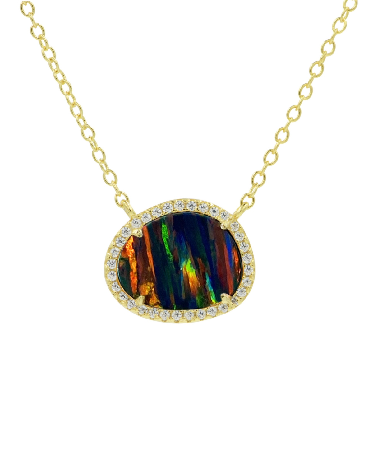 Kokoto Necklace with Lab Grown Opal in 14k Gold Plated Sterling Silver - Black opal