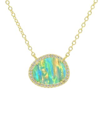 Kokoto  Necklace with Lab Grown Opal in 14k Gold Plated Sterling Silver