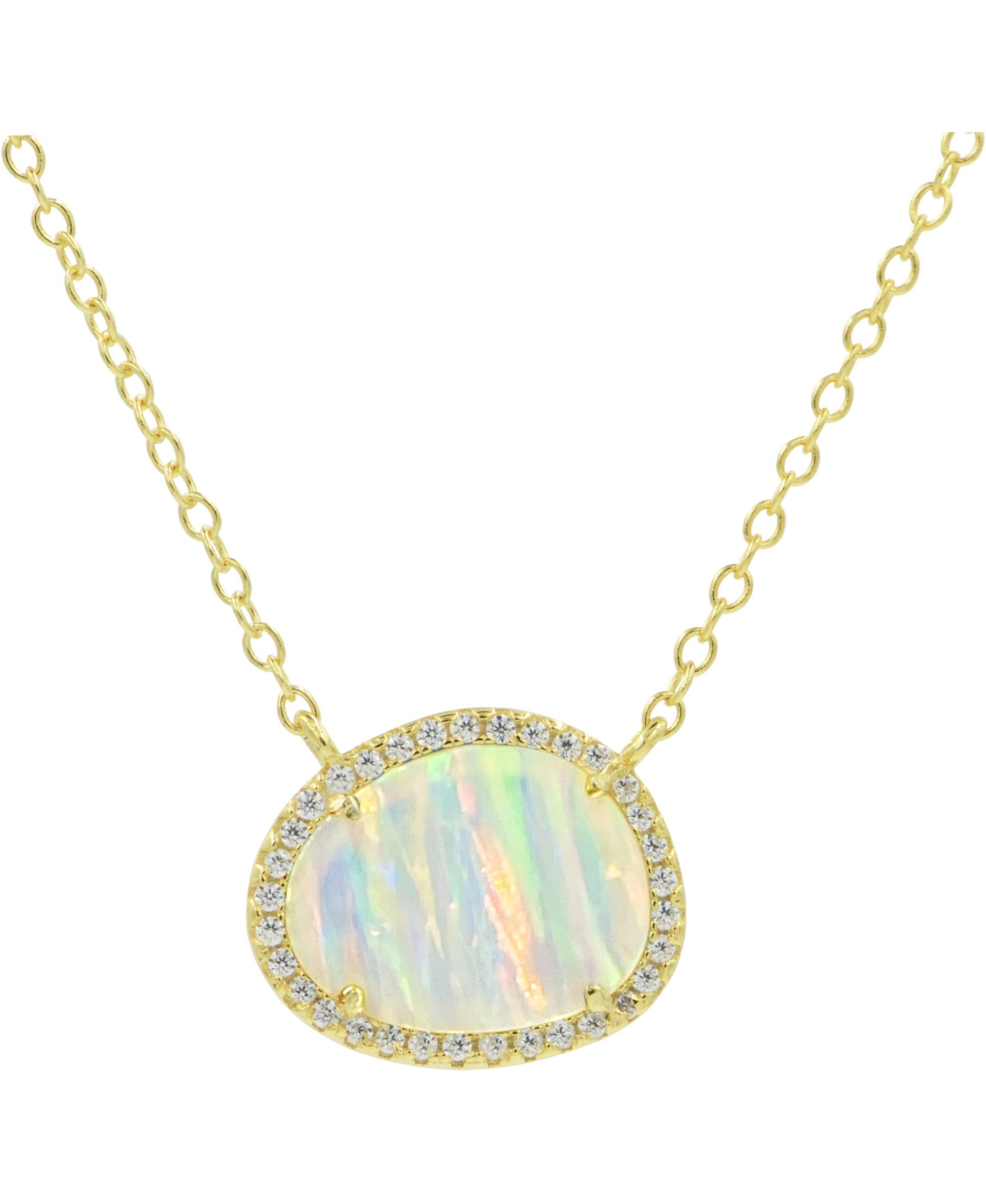 Kokoto Necklace with Lab Grown Opal in 14k Gold Plated Sterling Silver - White opal
