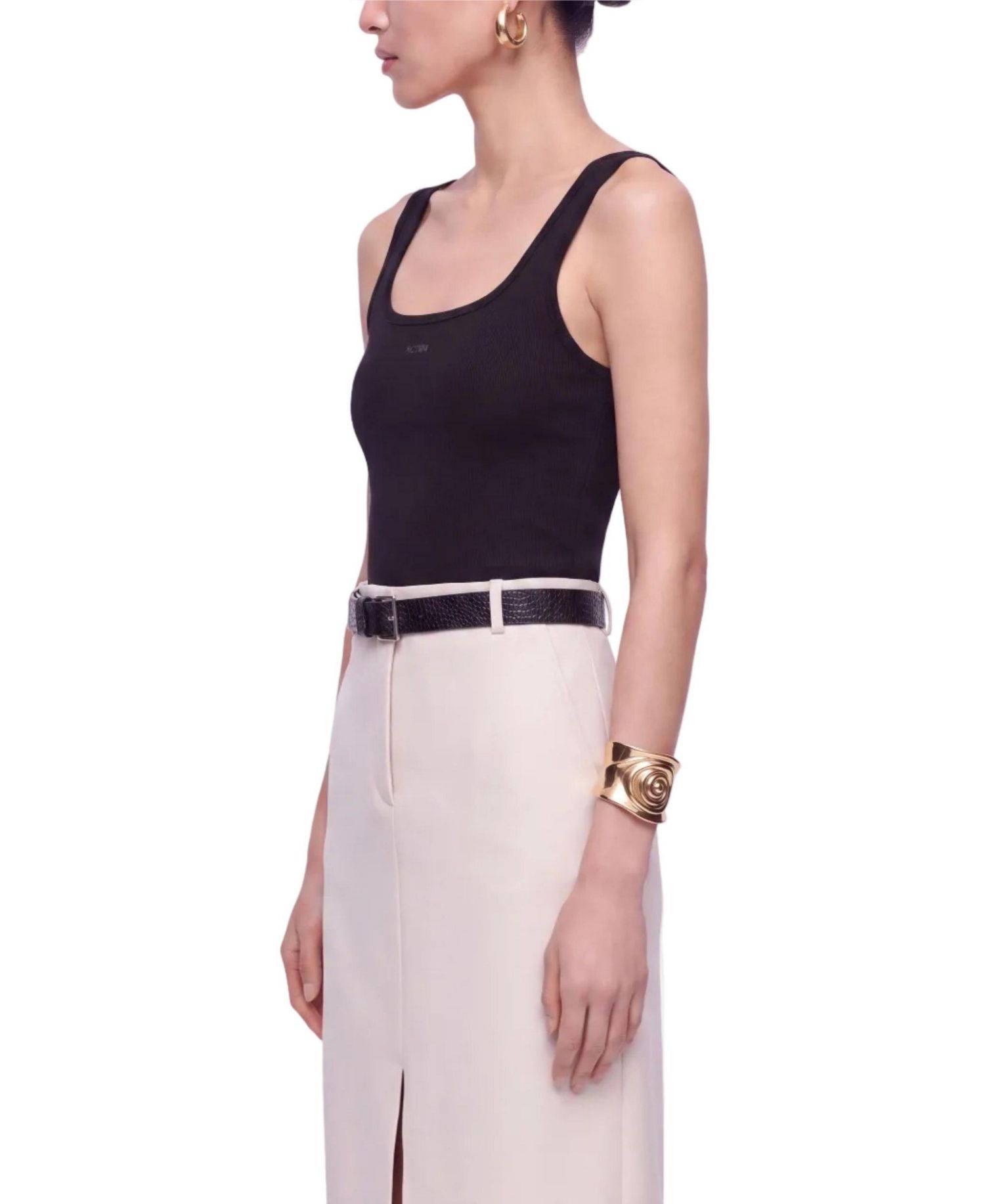 Women's Belted Front-Slit Maxi Skirt