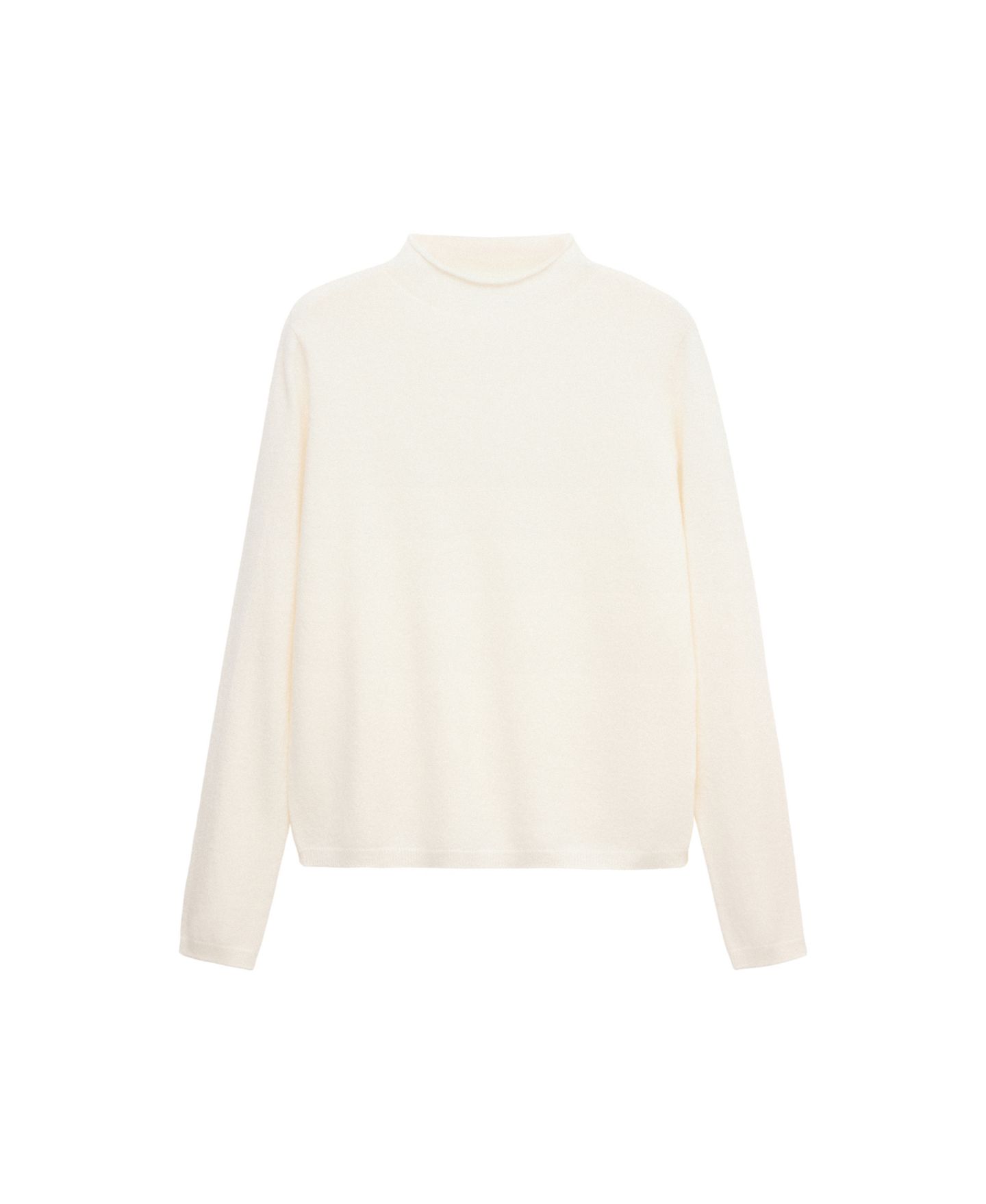 Женский свитер MANGO Selection Cashmere Mock-Neck Lightweight, цвет: Экрю — фото 1