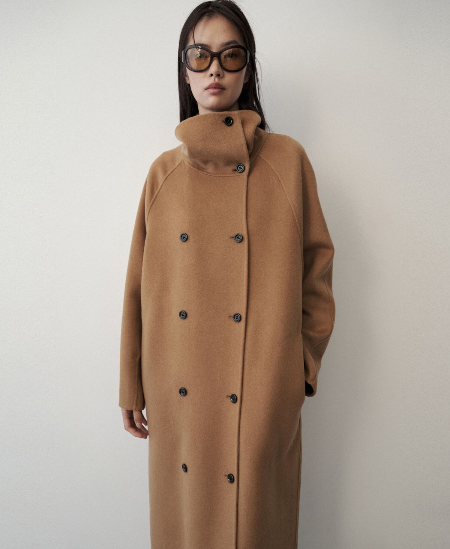 Women's Selection Wool-Blend Double-Breasted Detachable Scarf Coat