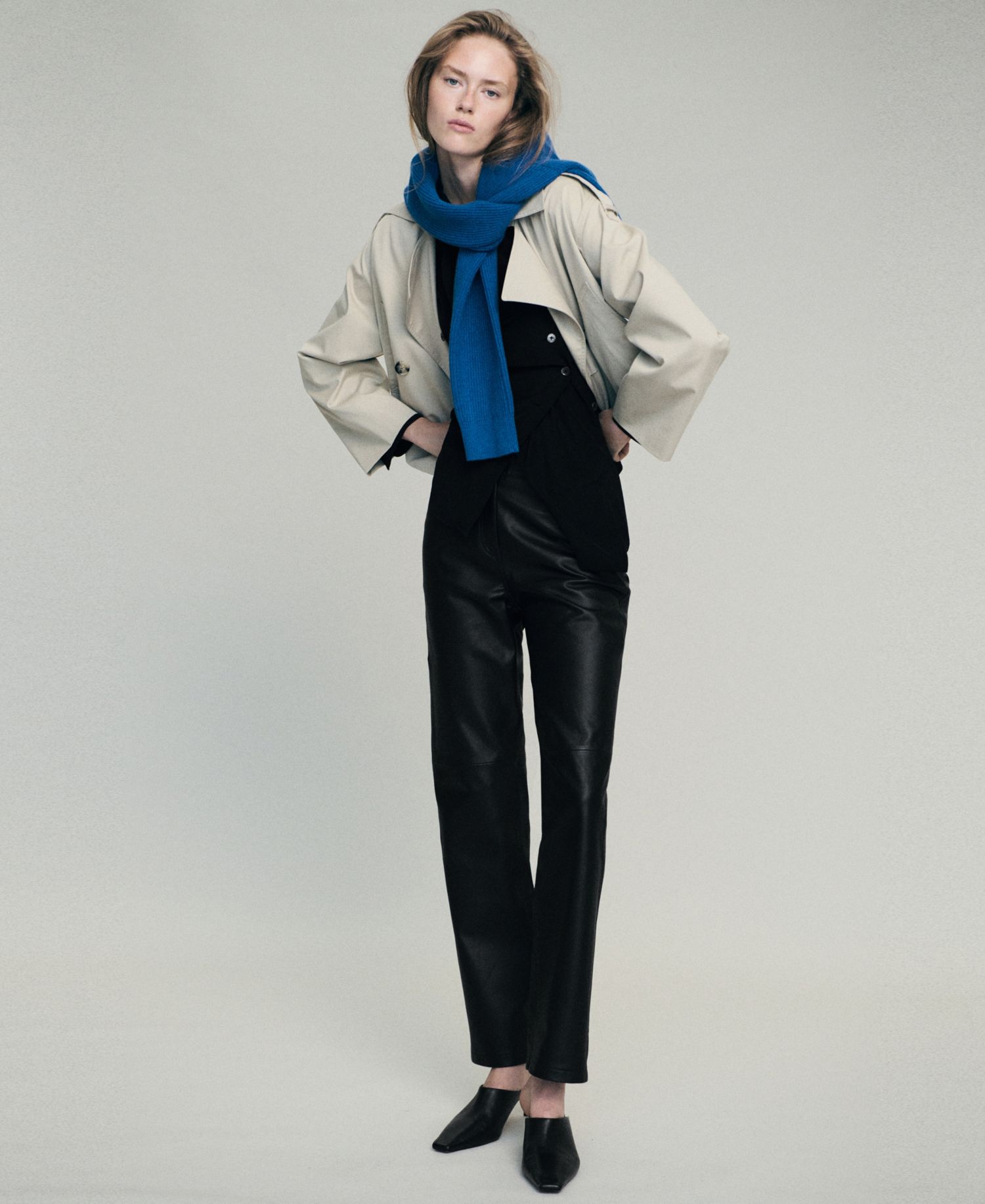 Women's Selection Straight-Fit Mid-Rise Leather Pants