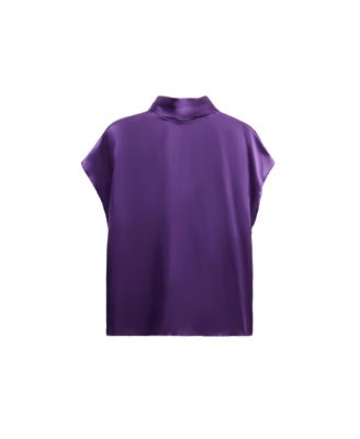 Women's Selection High-Neck Short-Sleeve Silk Blouse