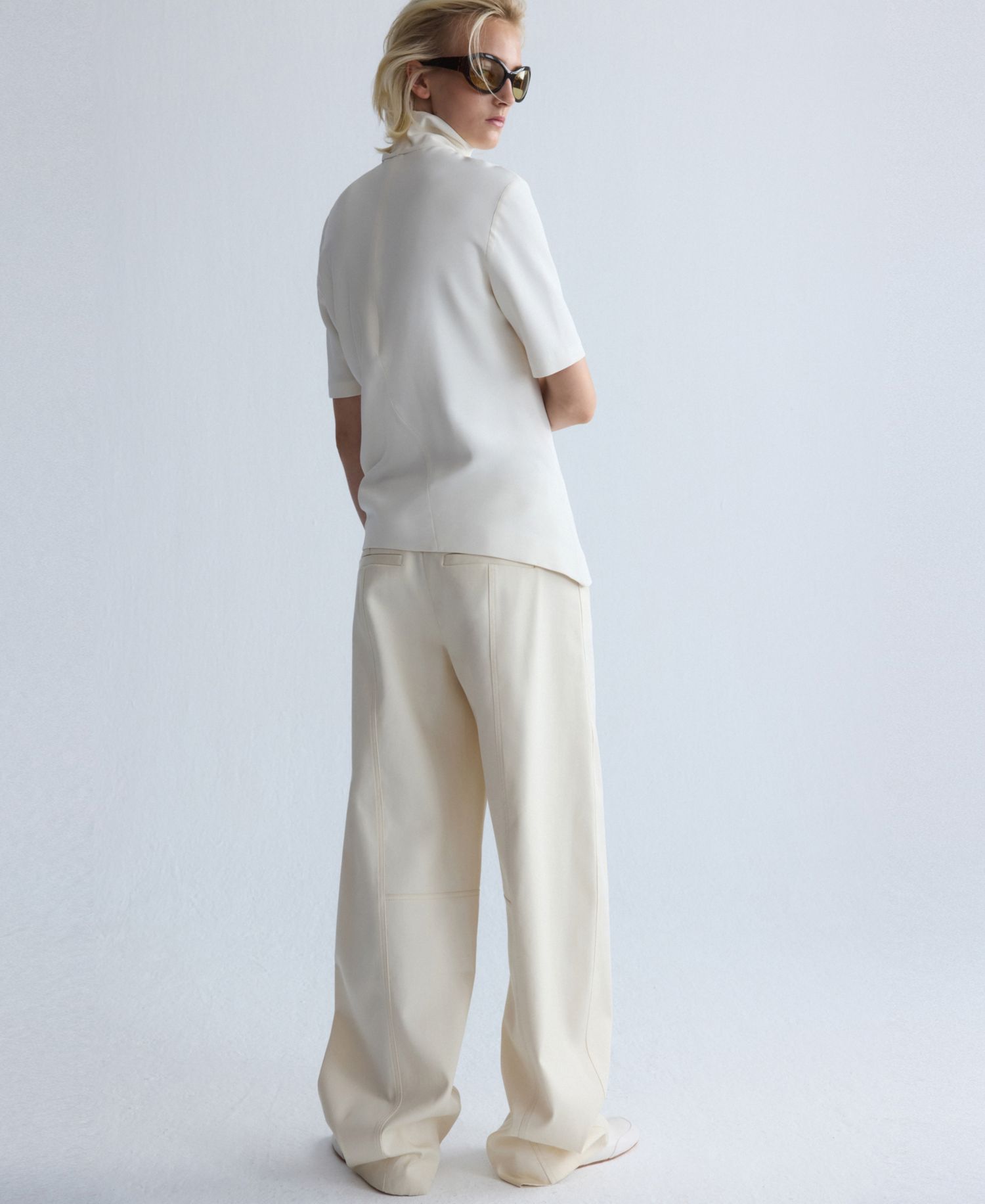 Women's Selection Mid-Rise Balloon Cotton-Blend Pants with Decorative Seams