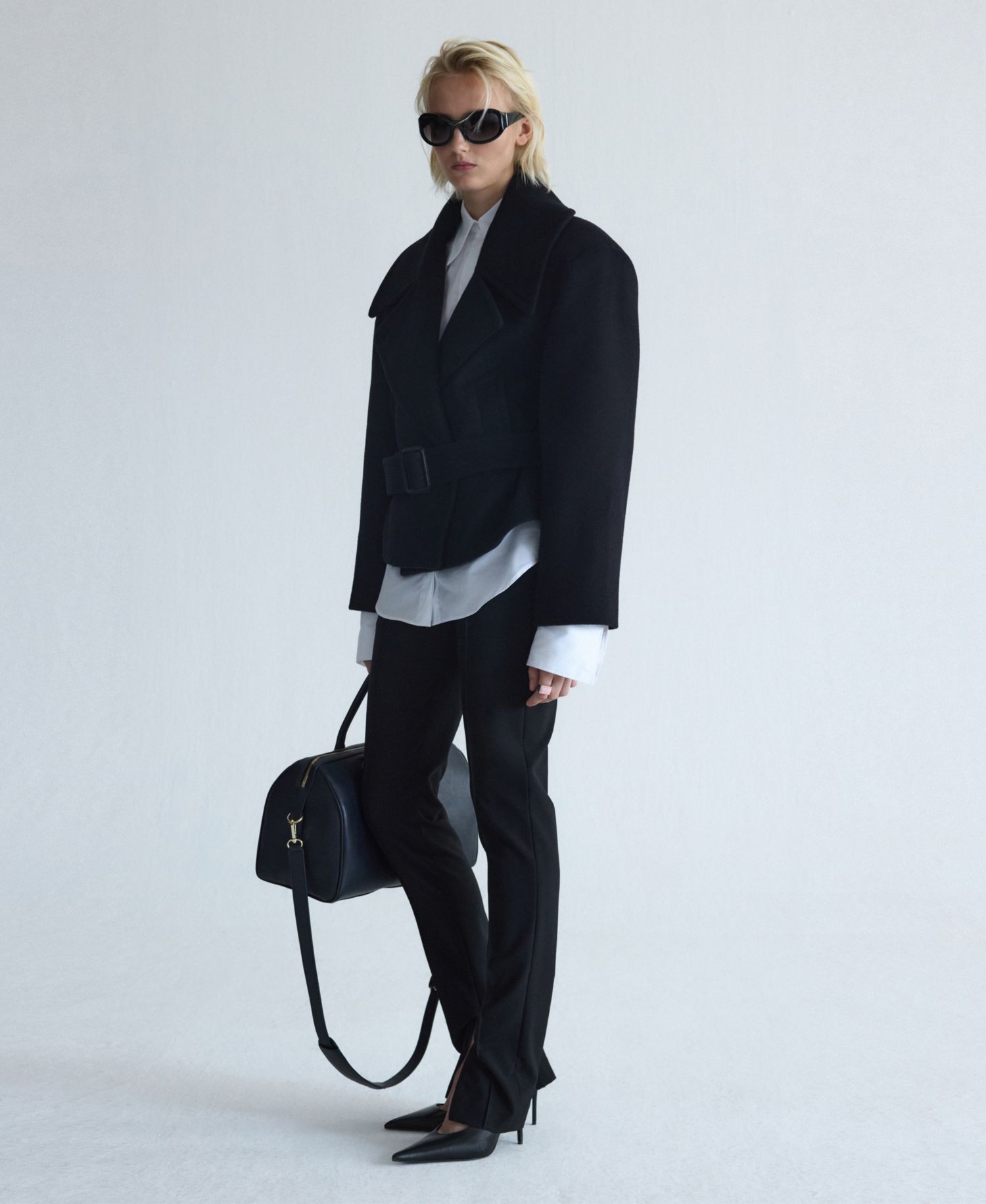 Women's Selection Oversized Wool-Blend Belted Coat