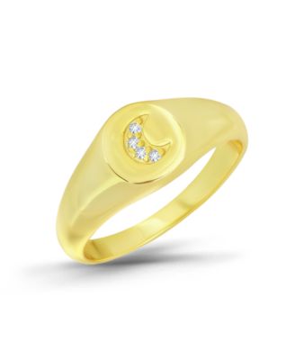 Cubic Zirconia Round Signet Pinky Ring
