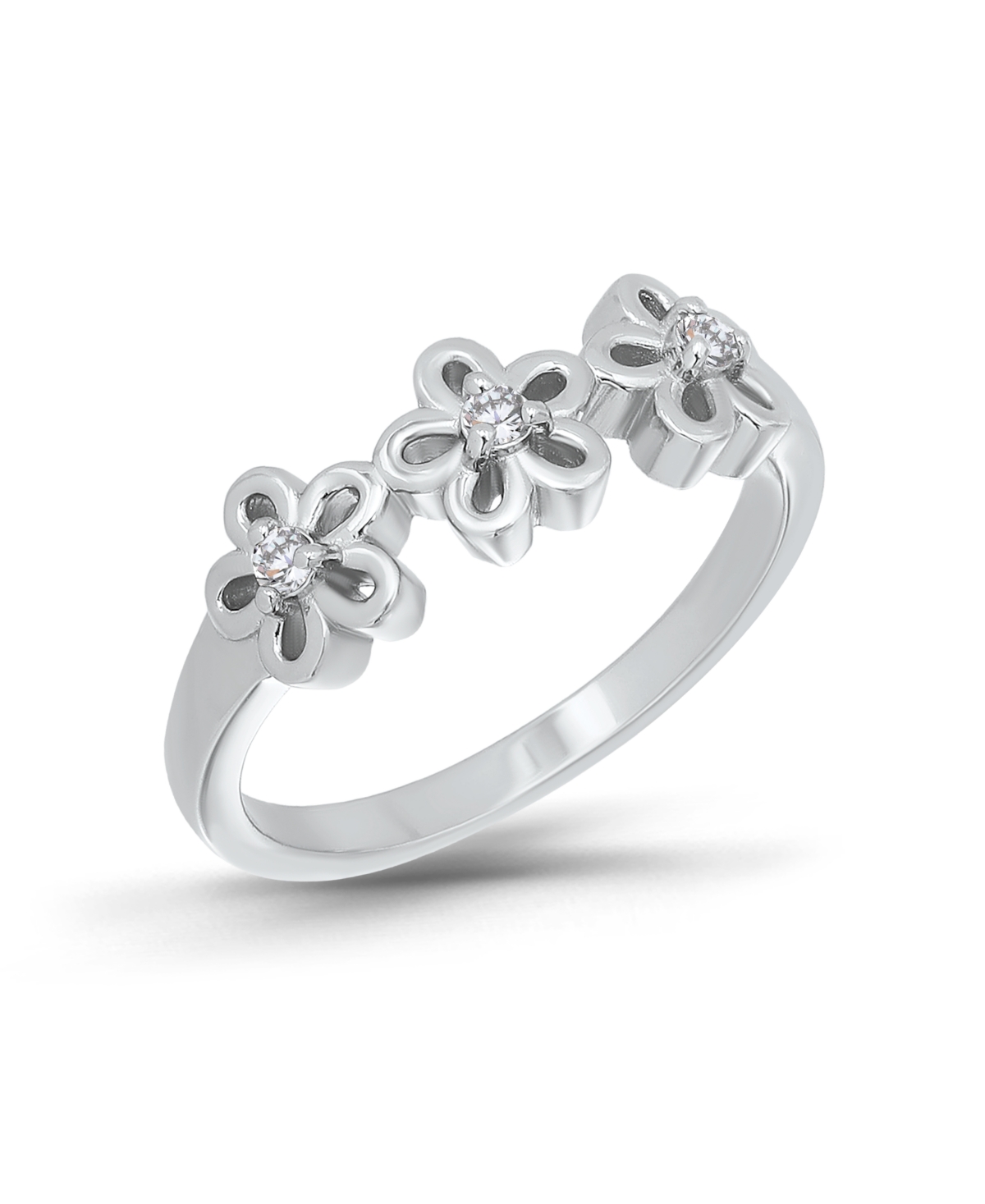 Macy's Cubic Zirconia 3-Flower Open Ring - Silver