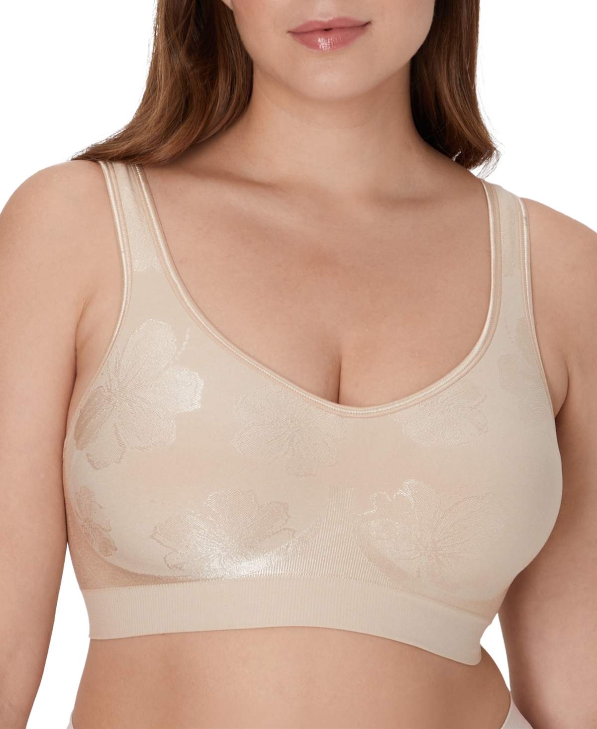 Bali Women's Comfort Revolution ComfortFlex Fit Seamless Shaping Wireless Bra 3488 - Almond Tropical Floral