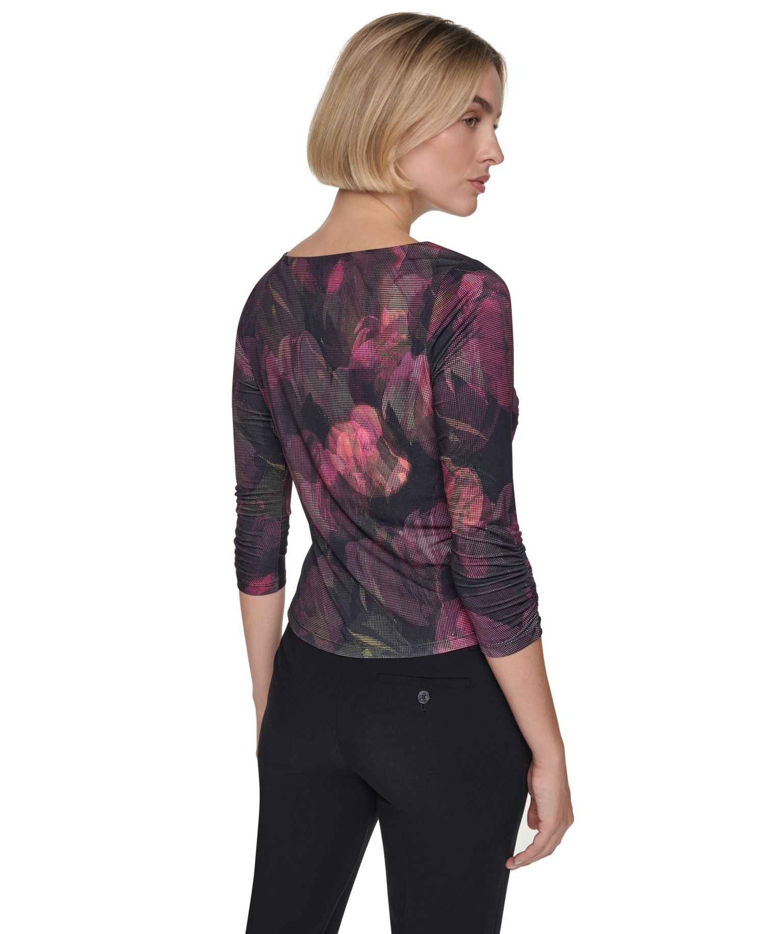 Petite Floral 3/4-Sleeve Blouse