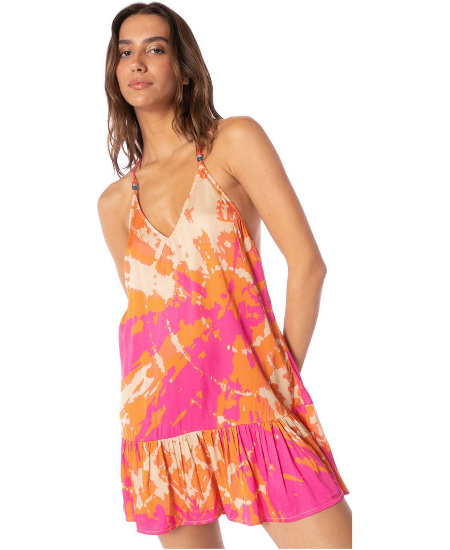 Women's Linn Open-Back V-Neck Flounce Hem Mini Dress