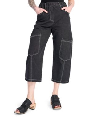 Women's Palma High-Waisted Cropped Wide-Leg Denim Capri Pants