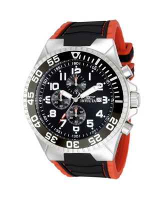 Men's Quartz Pro Diver Water-Resistant Black/Red Rubber Watch, 52mm