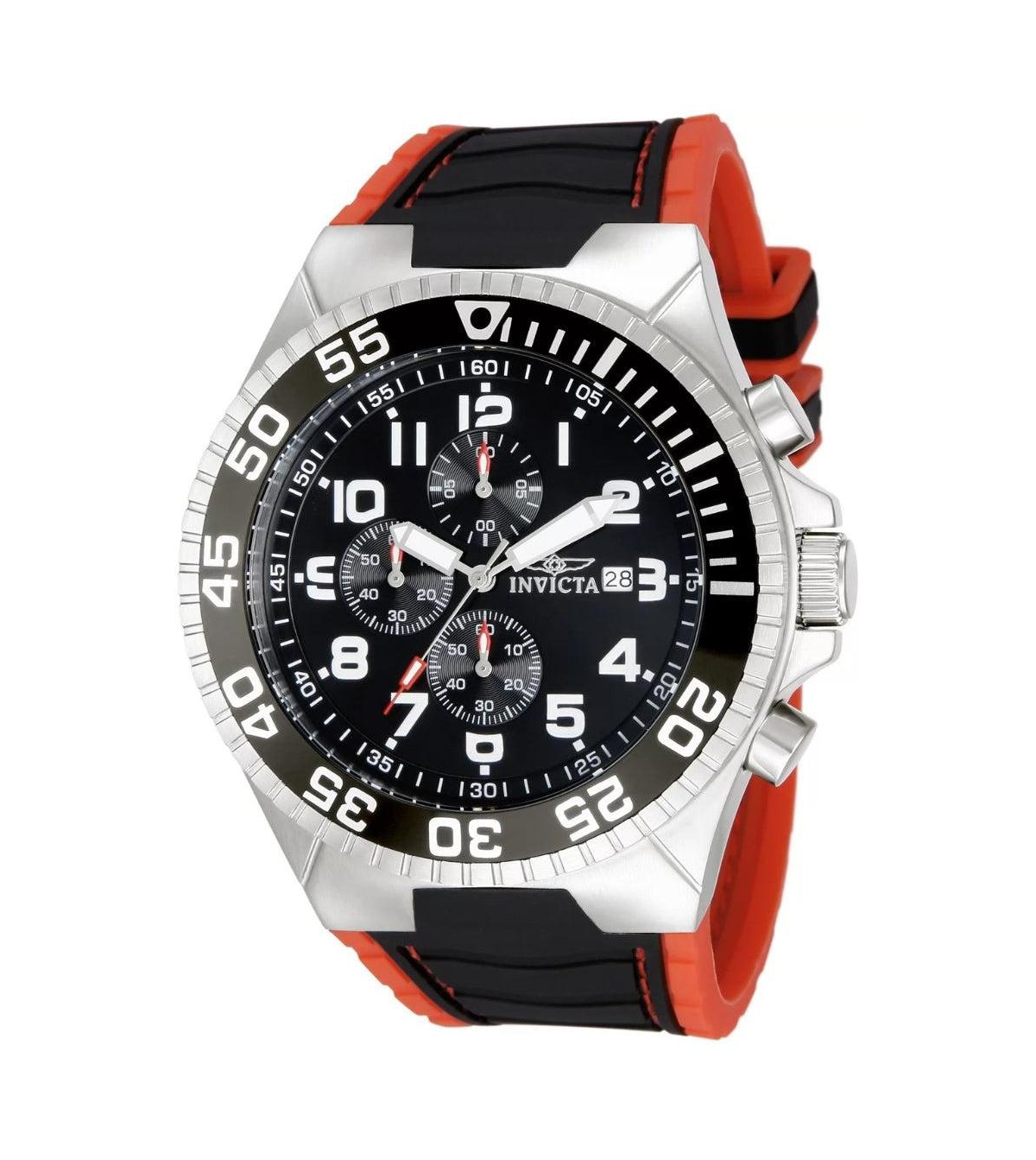 Invicta Men's Quartz Pro Diver Water-Resistant Black/Red Rubber Watch, 52mm - Black
