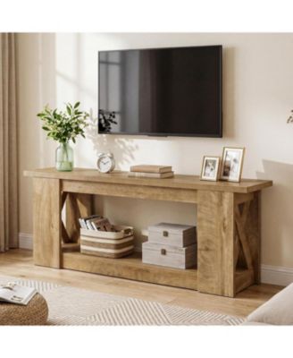 2-Tier Farmhouse TV Stand for 55/60/65/70 Inch TVs,63" Long