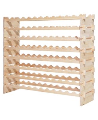 Freestanding Pine Wine Rack with 8 Stackable Tiers