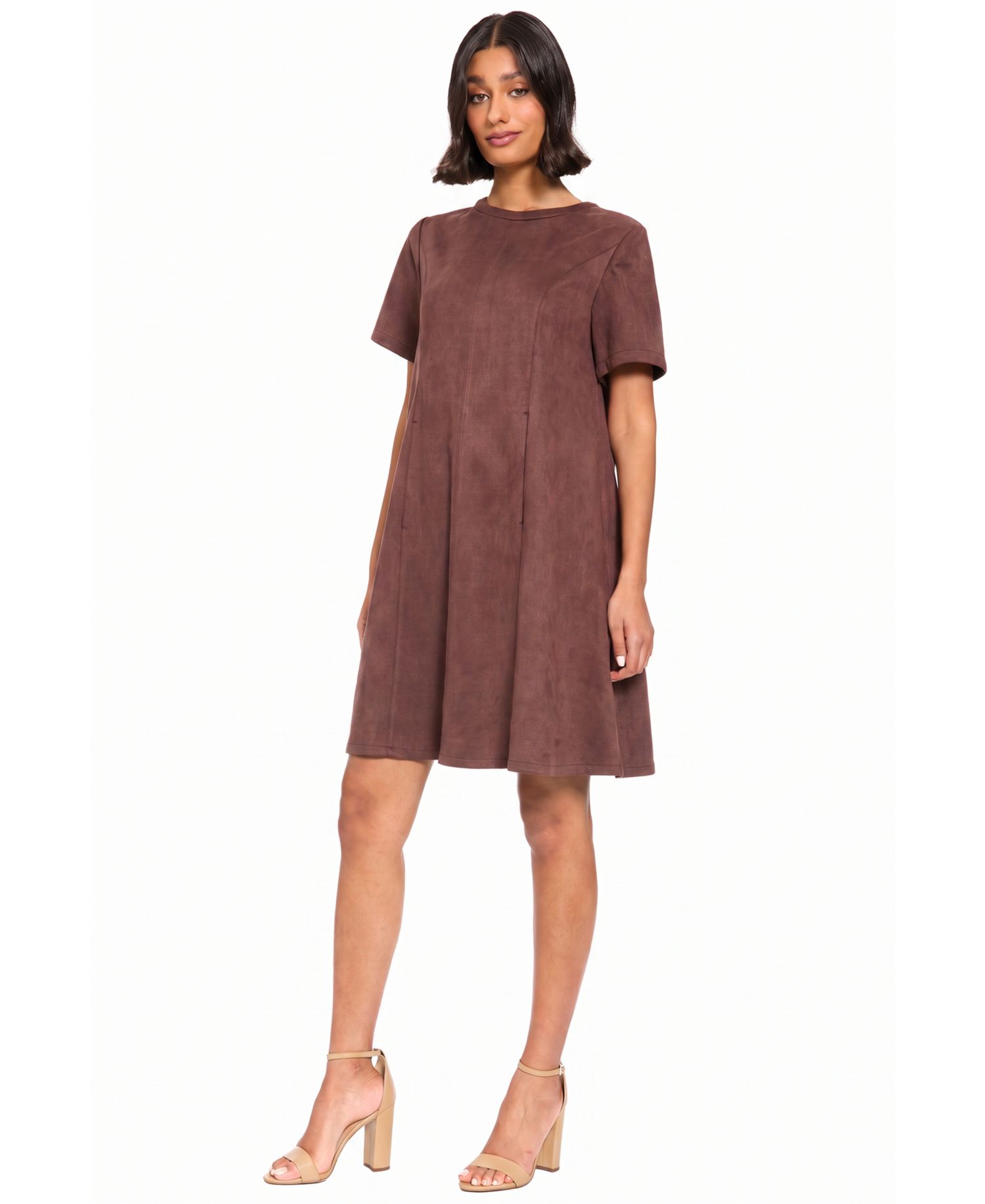 Women's Trapeze Crewneck Short-Sleeve A-Line Dress