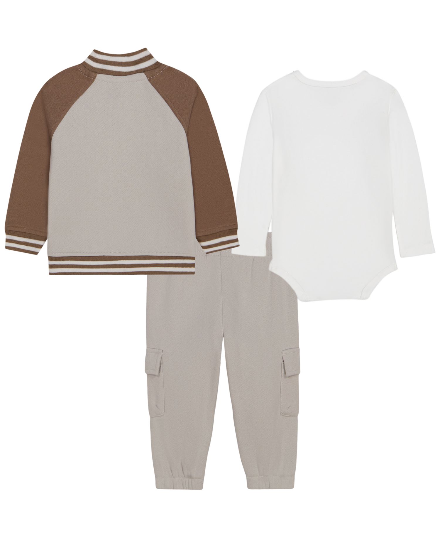 Baby Boys' Fleece Baseball Jacket, Bodysuit and Cargo Jogger Pants, 3-Piece Set