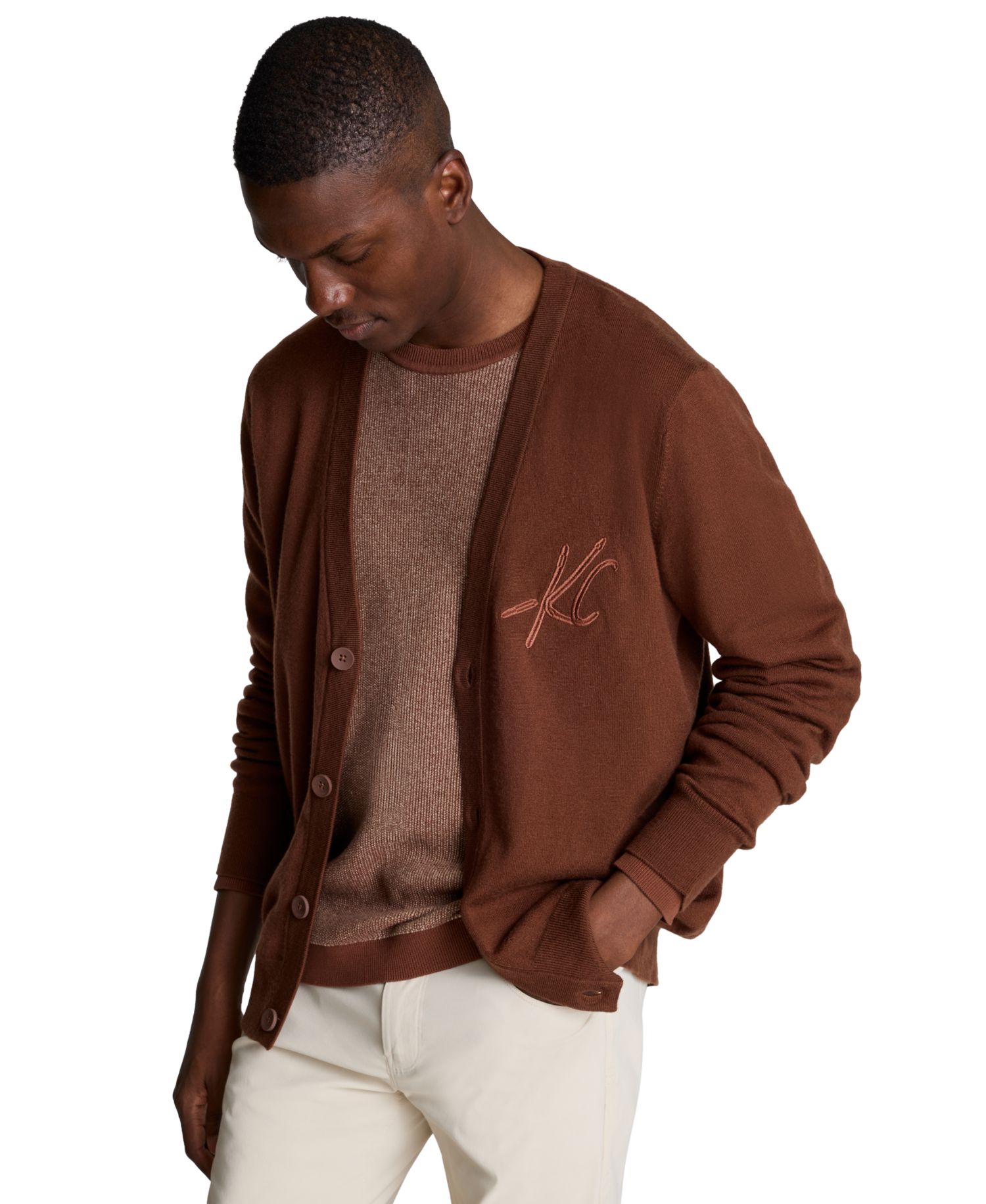 Men's Logo V-Neck Slim-Fit Cardigan Sweater