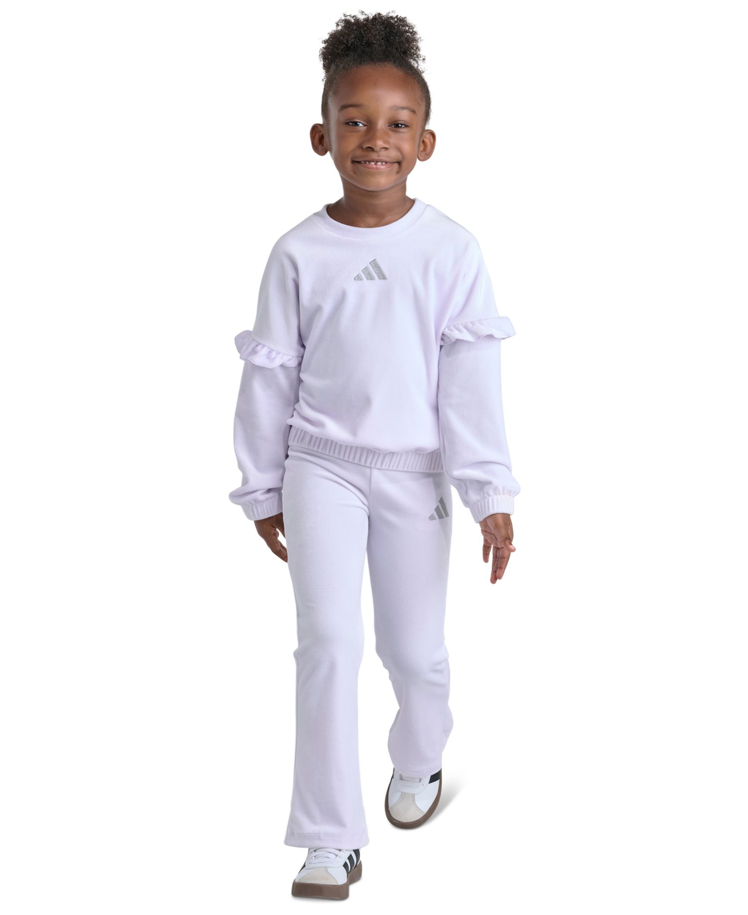 Girls' 2T-6X Velour Crewneck Pullover and Flare-Leg Pants, 2-Piece Set