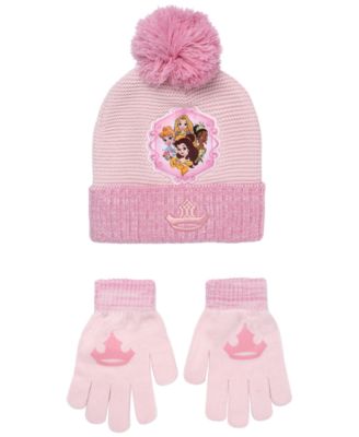 Girls' Disney Princess Pom-Pom Hat and Gloves, 2-Piece Set