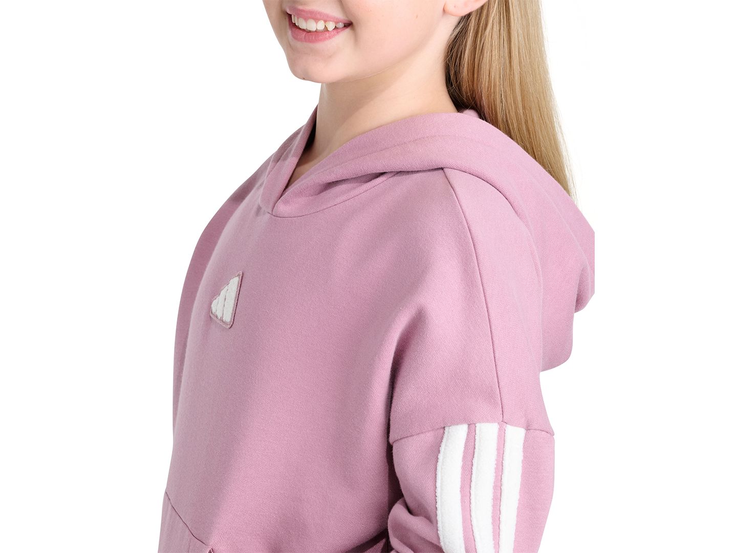 Детское худи adidas Sherpa 35 со спущенными плечами, 8-16, цвет: Розовато-лиловый — фото 3