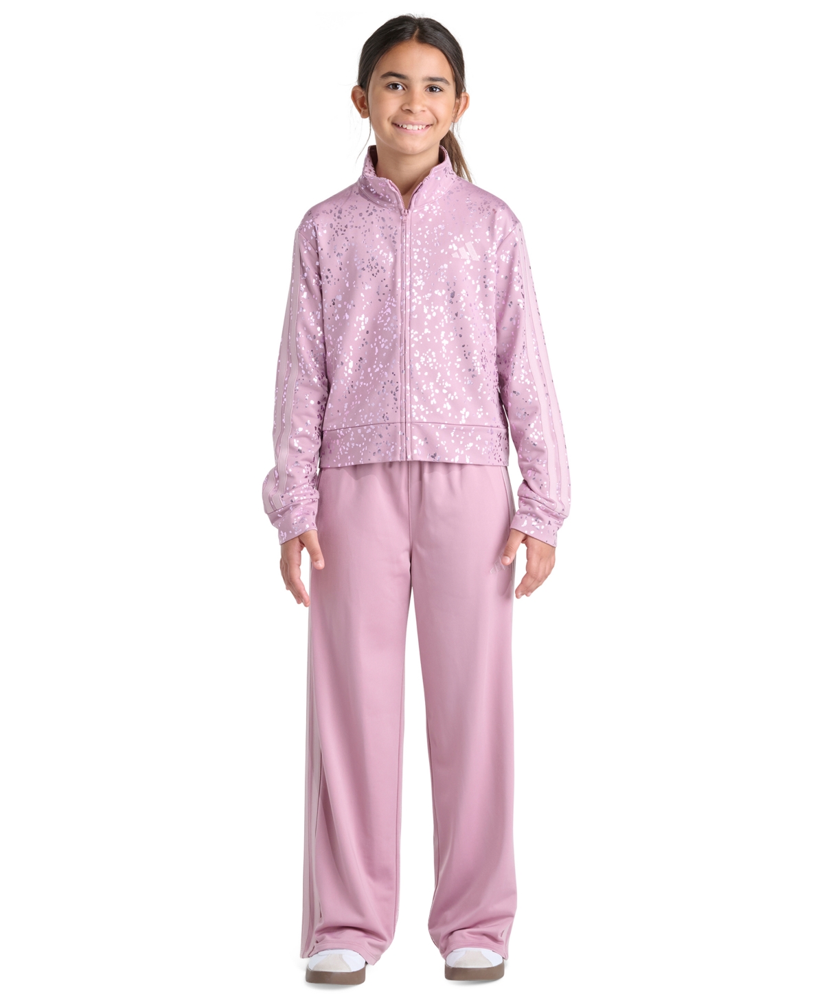 adidas Girls' 8-16 Full-Zip Jacket and Wide-Leg Pants, 2-Piece Set