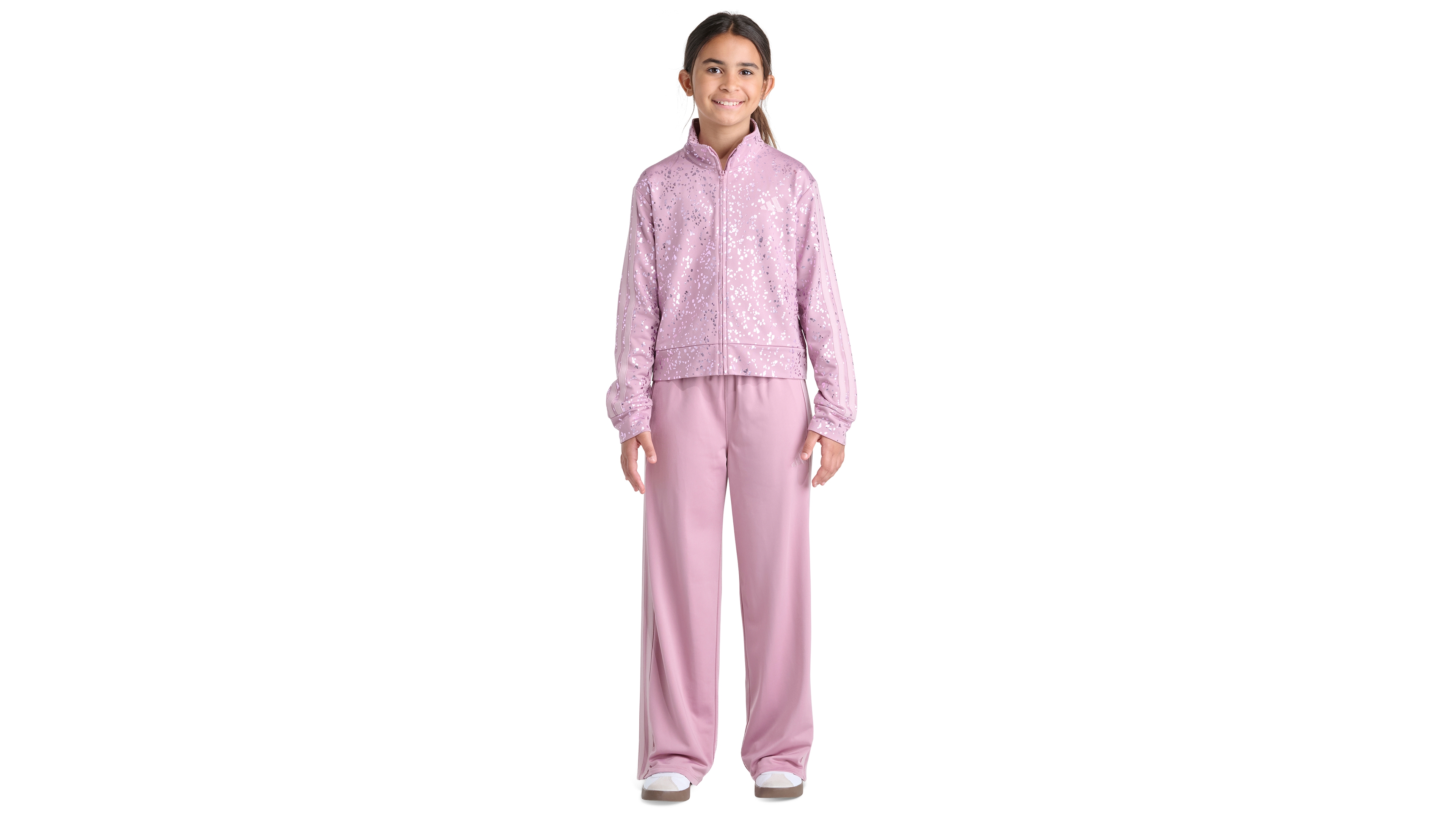adidas Girls' 8-16 Full-Zip Jacket and Wide-Leg Pants, 2-Piece Set