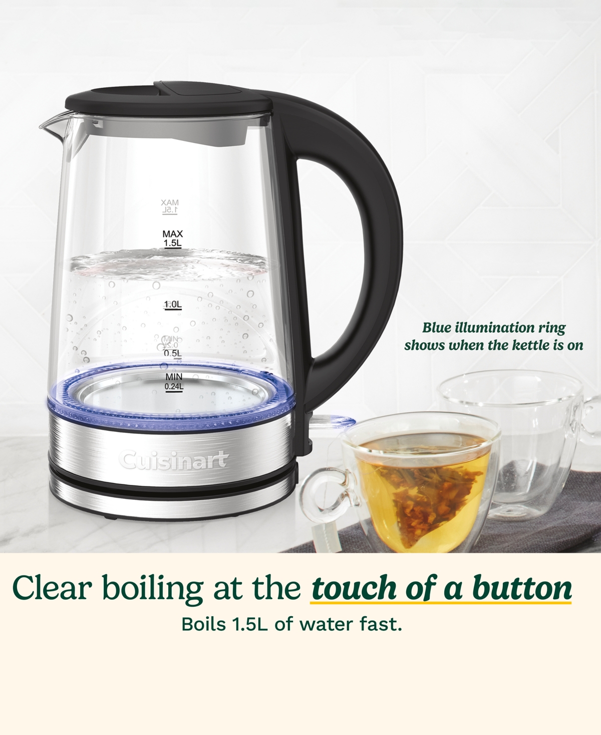 Cuisinart Clear 1.5L Glass Kettle Gk-15