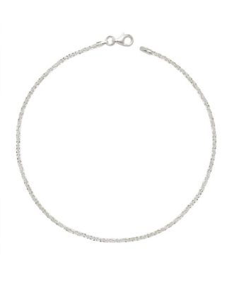 Sparkling 2mm Margherita Chain Anklet in Sterling Silver (10")