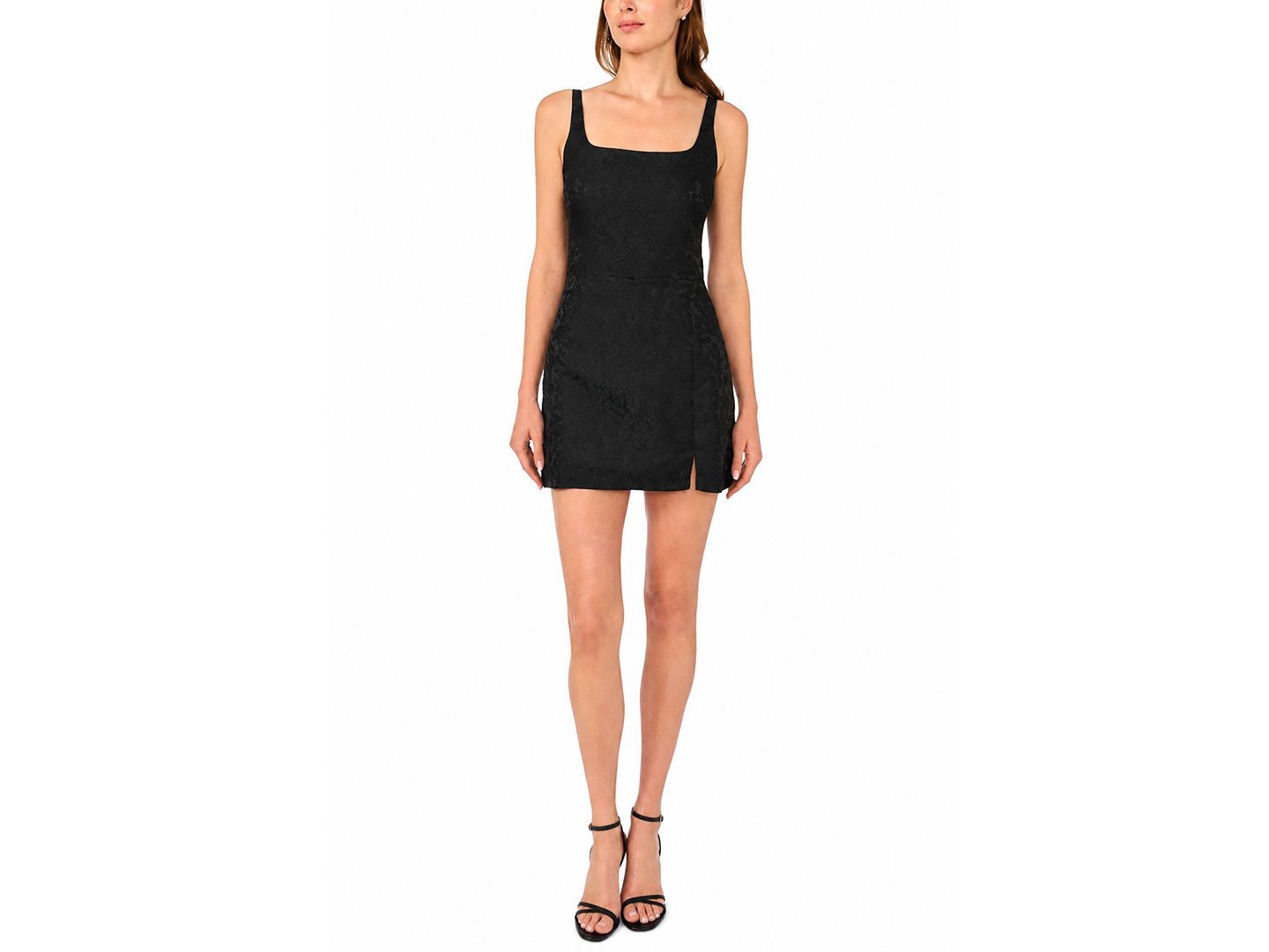 Женское платье Parker Floral-Print Square Neck Mini, цвет: Насыщенный чёрный — фото 1