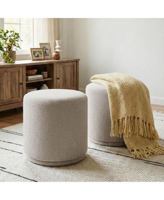 18.5" Swivel Ottoman Footstools Set of 2, Round Accent Stools, 360-Degree Swivel Vanity Stools